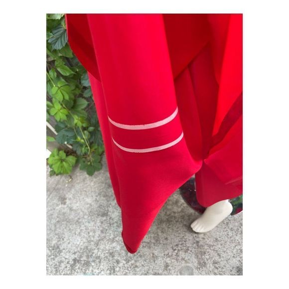 1950's Red Taffeta Ball Gown Formal New Look Surplice Neckline Flared Skirt Bone - Picture 6 of 10